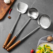 304不锈钢锅铲家用炒勺加长炒菜铲子汤勺不沾锅厨具套组厨房漏勺