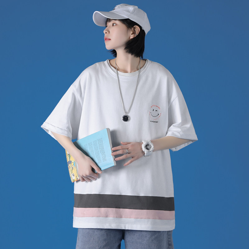 Blue wall summer Hong Kong style trend versatile casual loose short sleeve T-shirt for men and women