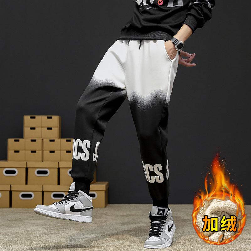 Winter new style Plush thickened lovers' pants loose casual sports knitted pants