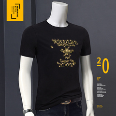 High quality men's hot brick short sleeve fashion brand T-Shirt Large Men's deep stock
