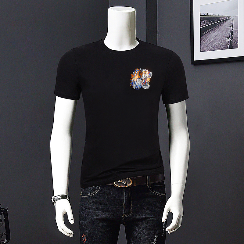 Men's laser hot brick short sleeve fashion brand T-Shirt Large Men's