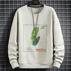 Spring new grid hanging photo casual printing men's round neck sweater trend top