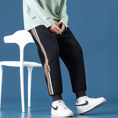 Japanese striped sports pants with drawstring in spring and Autumn