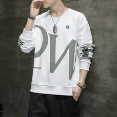 Spring new men's printed round neck Pullover Sweater youth student top