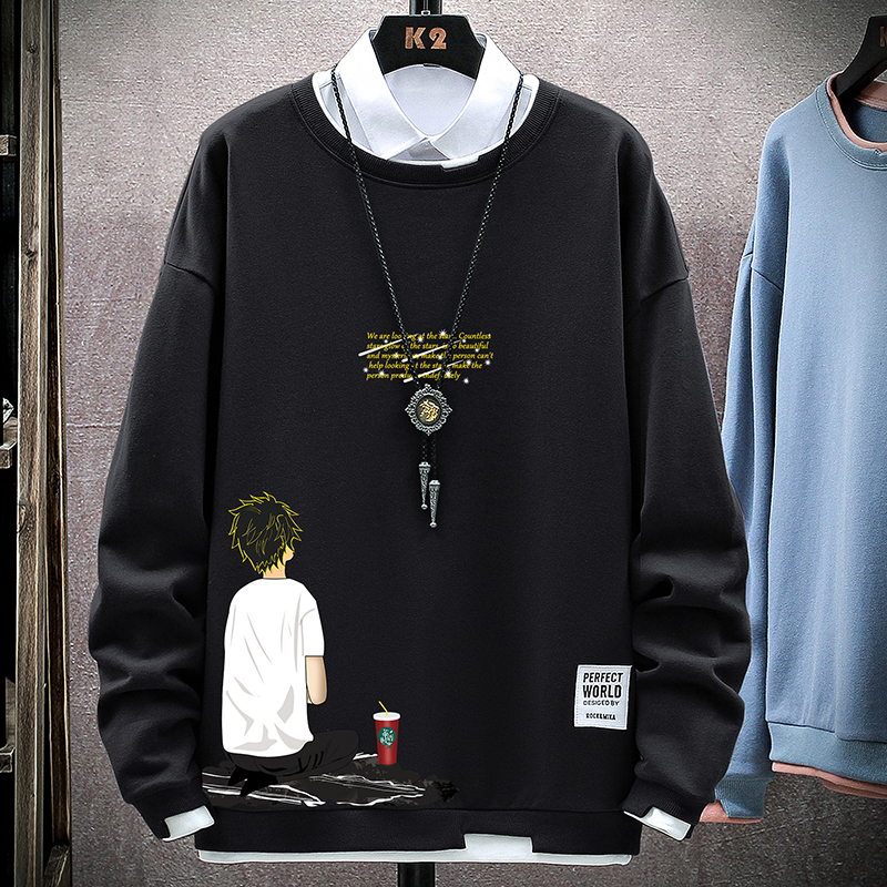 New men's cartoon round neck Pullover for spring