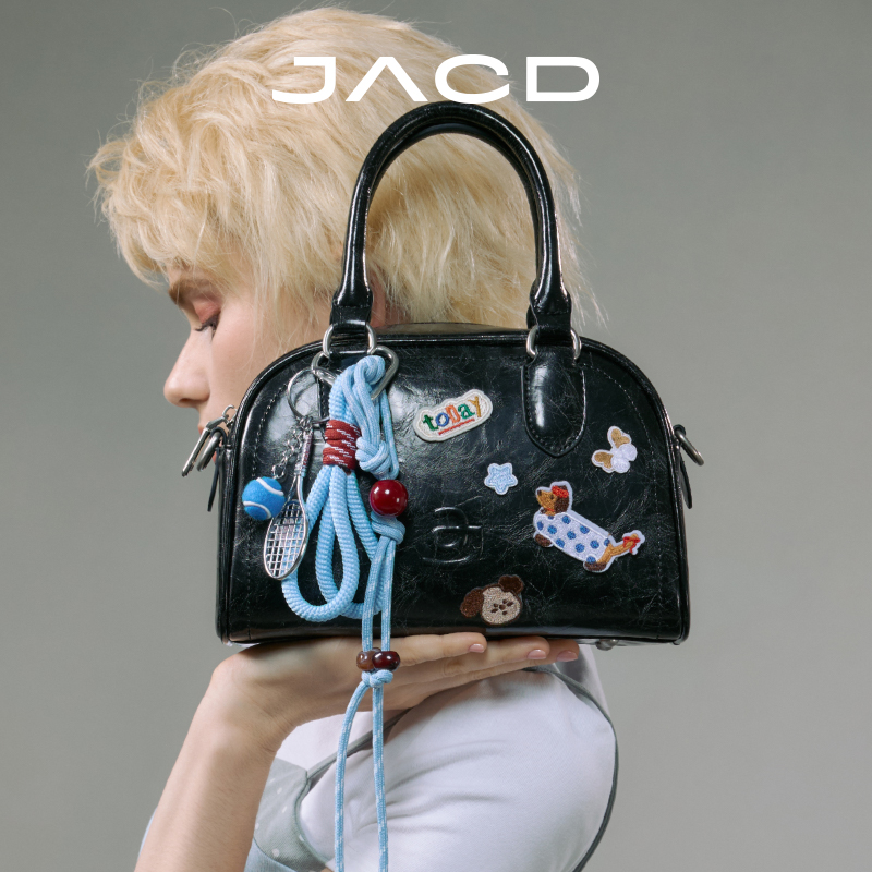 JACD稀奇古怪的小包包女小众黑色斜挎包女包手提包保龄球波士顿包