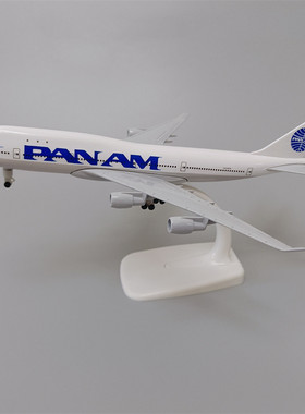 20cm美国泛美航空PAN AM波音机B747金属合金仿真飞机模型带轮子