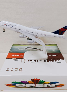 达美航空波音机B747金属航模合金