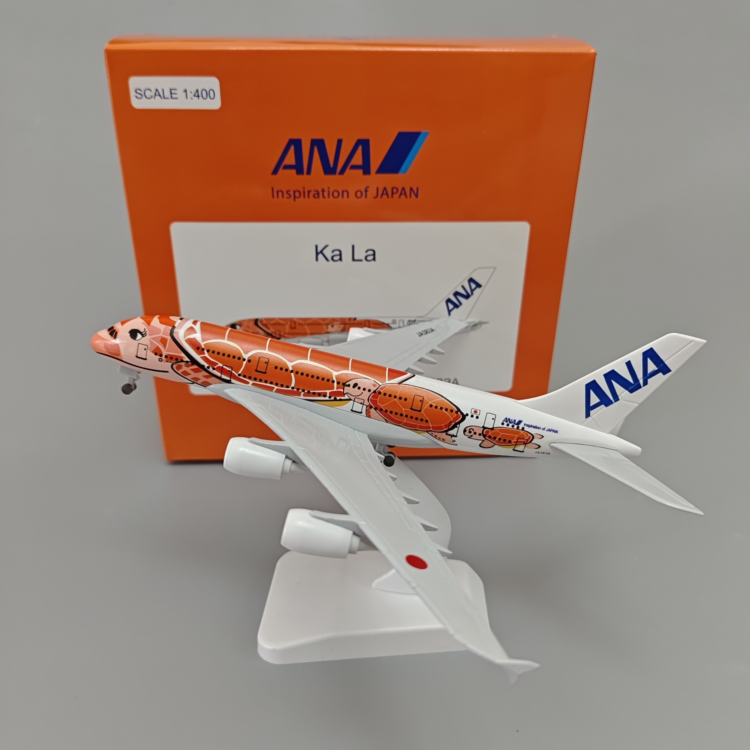 带轮20cm日本全日空航空ANA空客机A380橙色海龟合金仿真飞机模型
