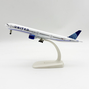 19cm美联合航空UNITED波音机B777合金仿真飞机模型金属航模带轮子