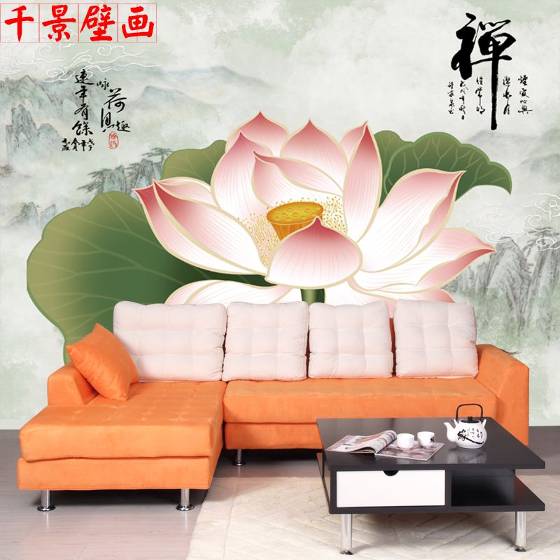 新中式墙纸捷域禅意莲花