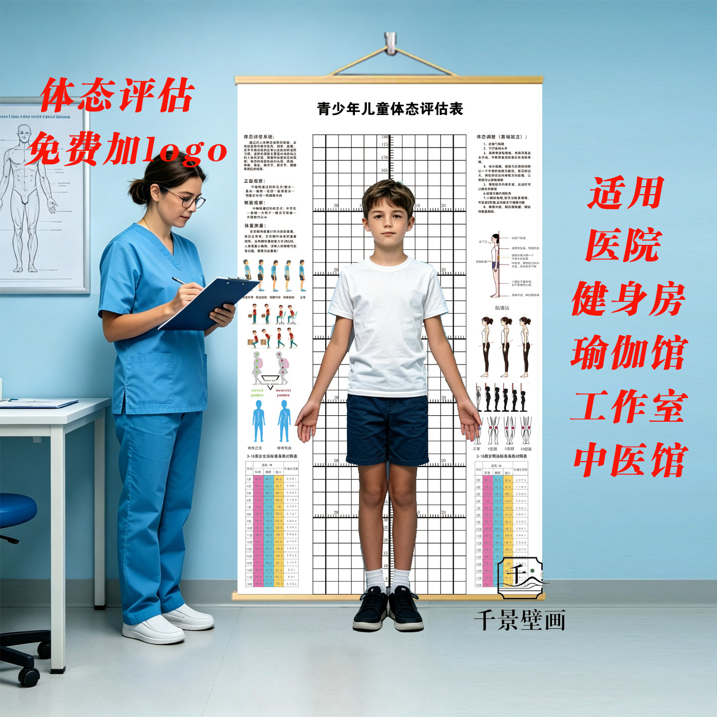 青山年体态评估表体测评估壁画
