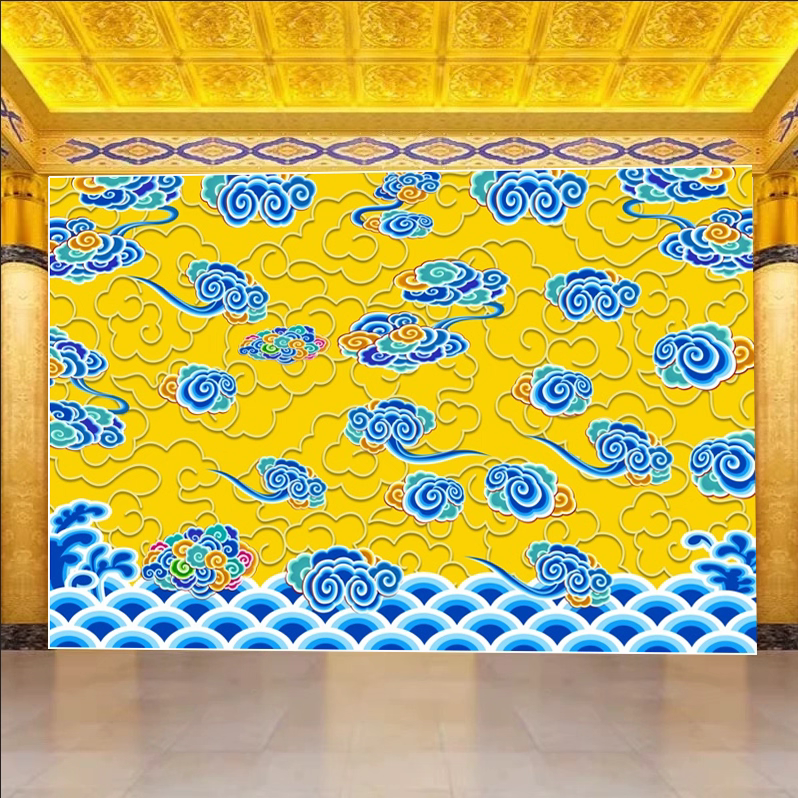 新中式祥云墙纸壁布客厅沙发背景墙布酒店会所3d立体壁纸定制壁画,家装主材,定制壁画,淘宝优惠券,粉丝福利购,淘宝优惠卷