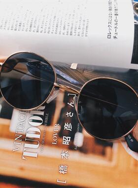 hawk包邮vintage复古文艺古董平光面金属框架太阳墨眼镜hayj865