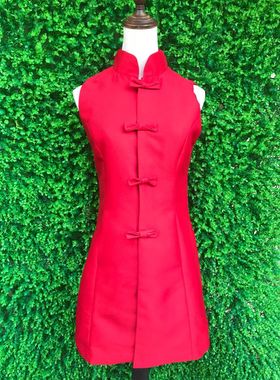 专柜正品 风FU系列　431001 （红色）春秋款 蝴蝶 长款 马甲