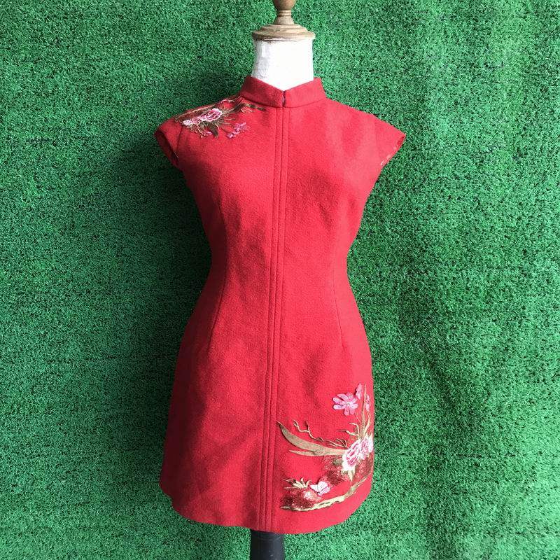 专柜正品 风FU  243005  秋冬款 羊毛  旗袍 连衣裙