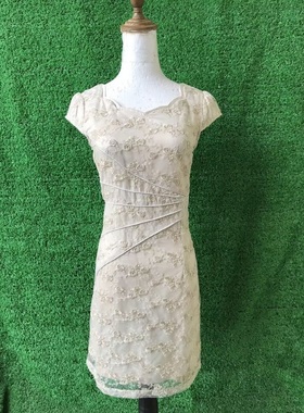 专柜正品 如花SJ　30044　春夏款 　刺绣　 旗袍 连衣裙