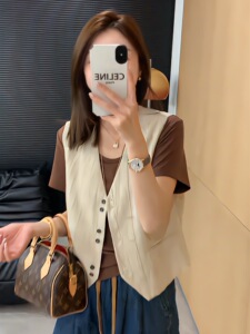 港味复古马甲外套女2024新款洋气休闲外搭叠穿无袖背心马夹上衣潮