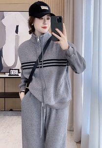 潮牌运动服套装女秋冬2023新款立领半拉链卫衣休闲百搭长裤两件套