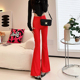 裤 喇叭裤 高腰显瘦纯色红色性感气质提臀长款 春秋薄款 子 女2026新款