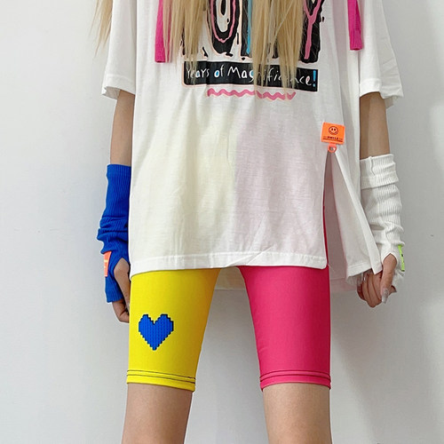 五分薄款速干彩色打底裤女