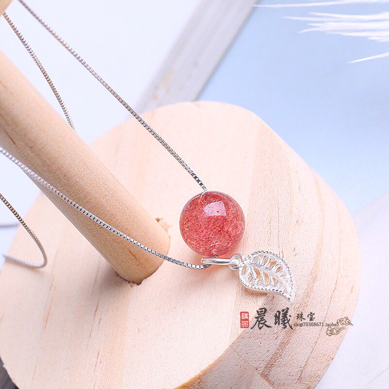 Korean Edition natural strawberry Transfer bead Pendant Moonstone clavicle Sterling Silver Necklace Original Simplicity Peach blossom Confidantein the Accessories/Fashion Jewelry, Necklace  category - from Buy2taobao.com to provide professional Taobao agent buy service