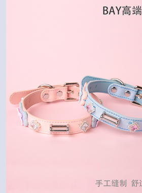 【BAY高端定制】骨头牛皮项圈钻石puppy女颈带K9脖圈定制choker