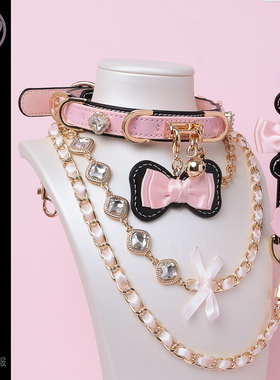 【BAY高端定制】蝴蝶结牛皮项圈骨头puppy女颈带K9定制choker