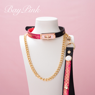 【BAY高端定制】真皮蛇皮贝母凯莉扣puppy女颈带K9脖圈定制choker