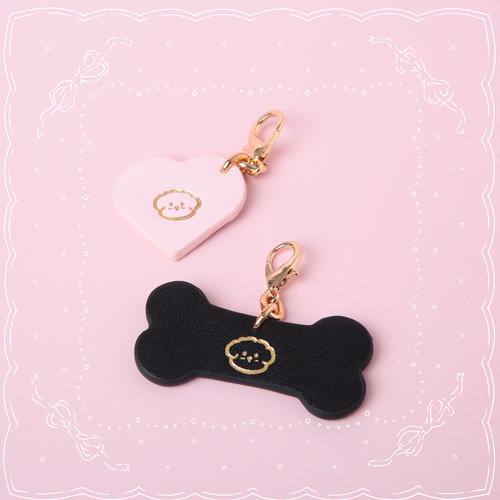 小狗项圈骨头牛皮可定制