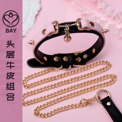 铃铛choker项圈真皮puppy项链铃铛牛皮k9 男女m【BAY高端定制】