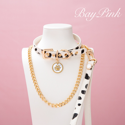 【BAY高端定制】真皮项圈贝母小狗puppy女颈带K9脖圈定制choker