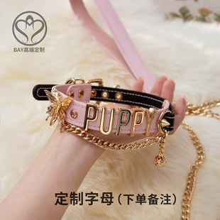 铃铛choker项圈蝴蝶puppy字母真皮颈带k9男女m BAY高端定制
