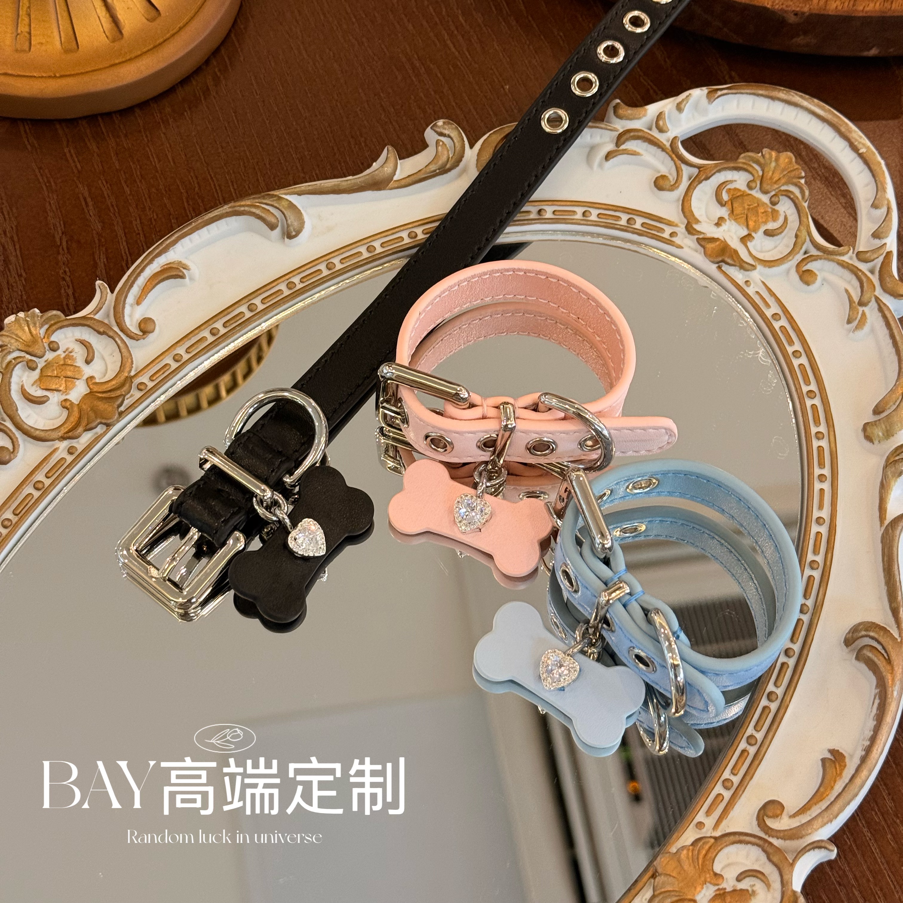 【BAY高端定制】Puppy骨头手环钻石牛皮手环饰品原创情侣手镯