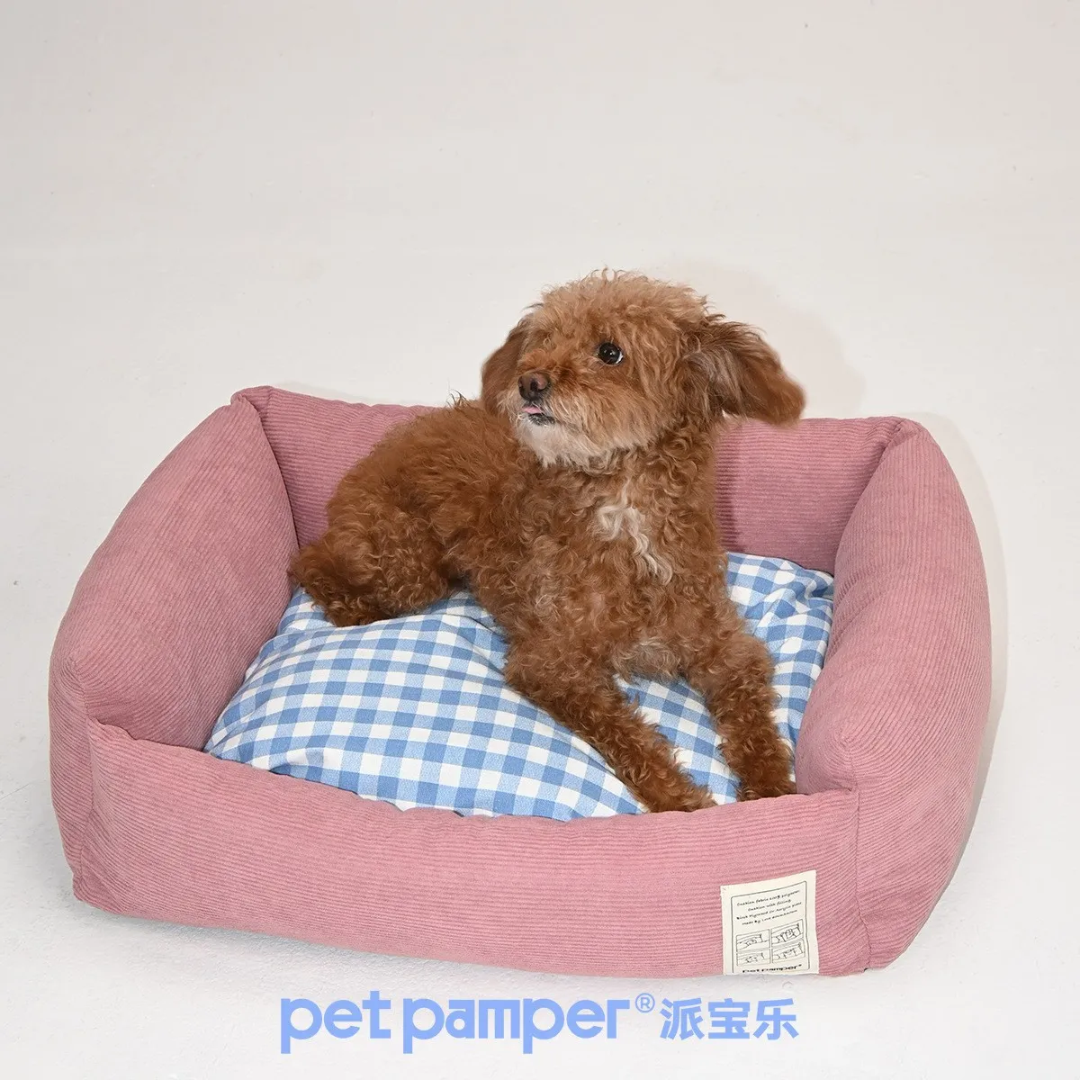 格纹灯芯绒方方宠物窝秋冬季保暖猫窝狗窝可拆洗内芯四季通用加绒