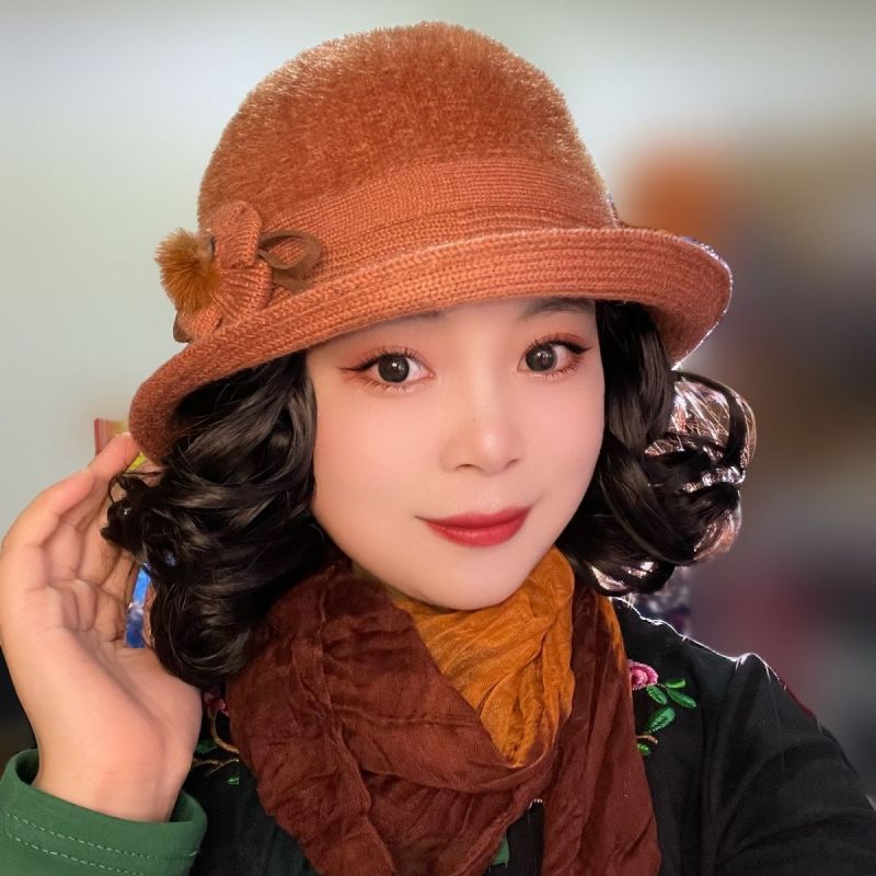 新款帽子短卷一体假发女秋冬接拼女士整顶假发