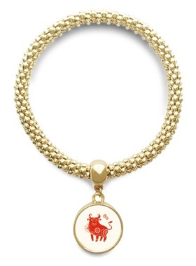 十二生肖红色圆形金属礼品手链