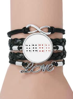 方块纹样黑色永恒礼品皮革手链