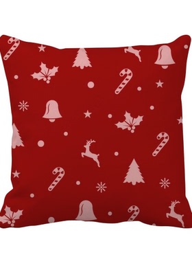 铃铛树节日插画方形抱枕靠枕沙发靠垫双面含芯礼物学校幼儿园装饰