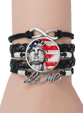 国旗黑色永恒礼品皮革手链