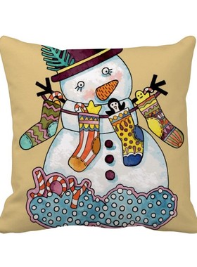 子节日插画图案方形抱枕靠枕沙发靠垫双面含芯礼物学校幼儿园装饰