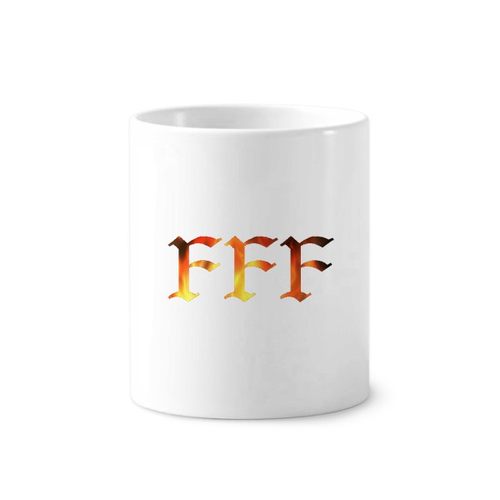 焰图案FFF团标语陶瓷刷牙杯子笔筒白色马克杯礼物学校幼儿园装饰