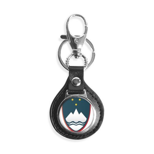 斯洛文尼亚国徽标志符号图案汽车钥匙扣金属皮革链圈环挂件礼物