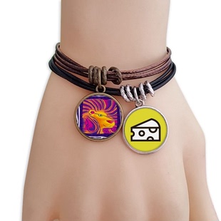 手绘狮子座墨西哥版画双牌饰品手链学校幼儿园装饰