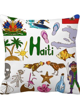 土人情插画图案方形抱枕靠枕沙发靠垫双面含芯礼物学校幼儿园装饰