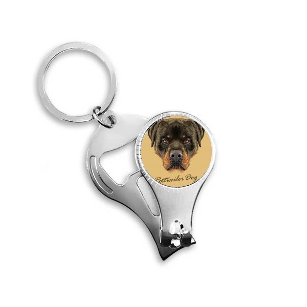 黑色凶恶罗威纳犬汽车钥匙扣指甲刀金属指甲剪圈环开瓶器礼品挂件图片