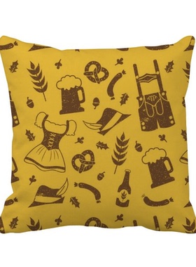 化习俗插画图案方形抱枕靠枕沙发靠垫双面含芯礼物学校幼儿园装饰