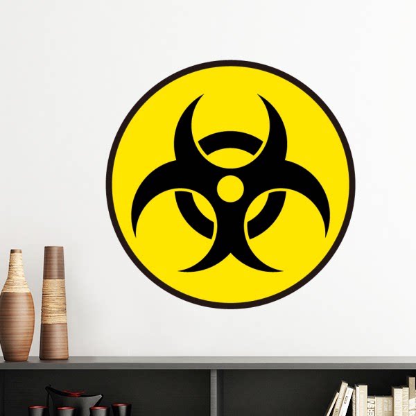 黄色圆形危险有害物质辐射标志墙贴壁纸房间贴花学校幼儿园装饰