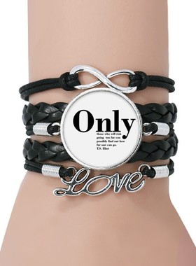 励志黑色永恒礼品皮革手链