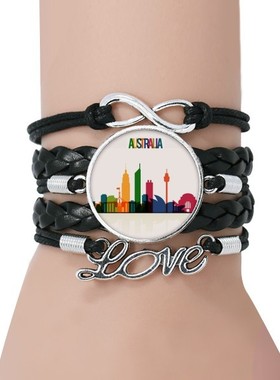 澳大利亚黑色永恒礼品皮革手链